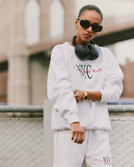 NY Minute Crewneck - White/Navy Sporty & Rich Sale