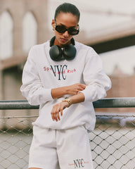 NY Minute Crewneck - White/Navy Sporty & Rich Sale