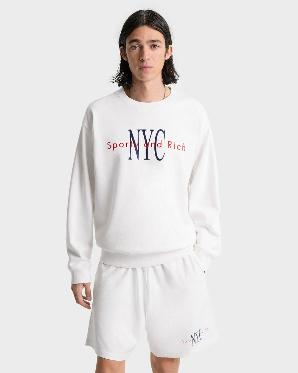 NY Minute Crewneck - White/Navy Sporty & Rich Sale