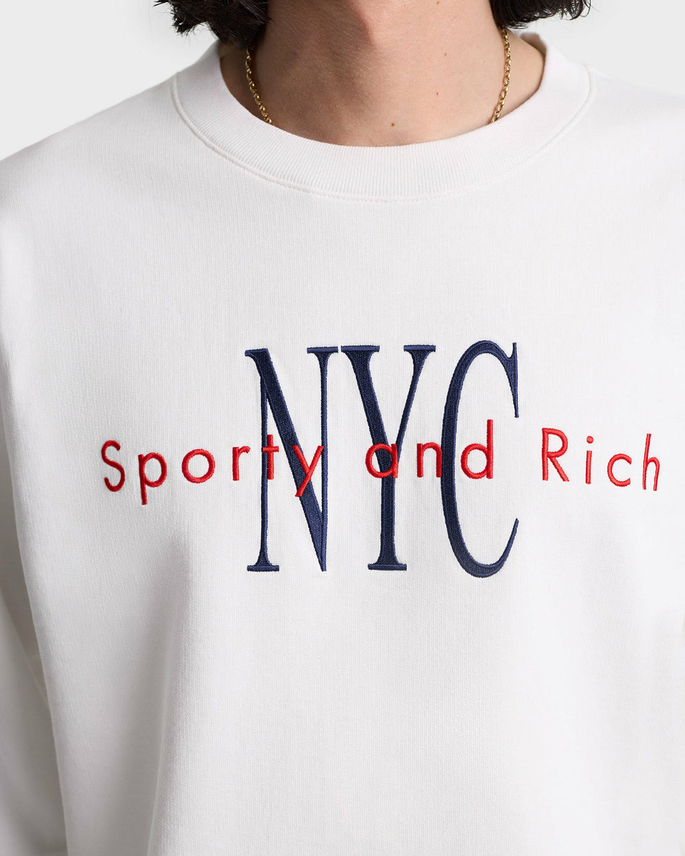 NY Minute Crewneck - White/Navy Sporty & Rich Sale