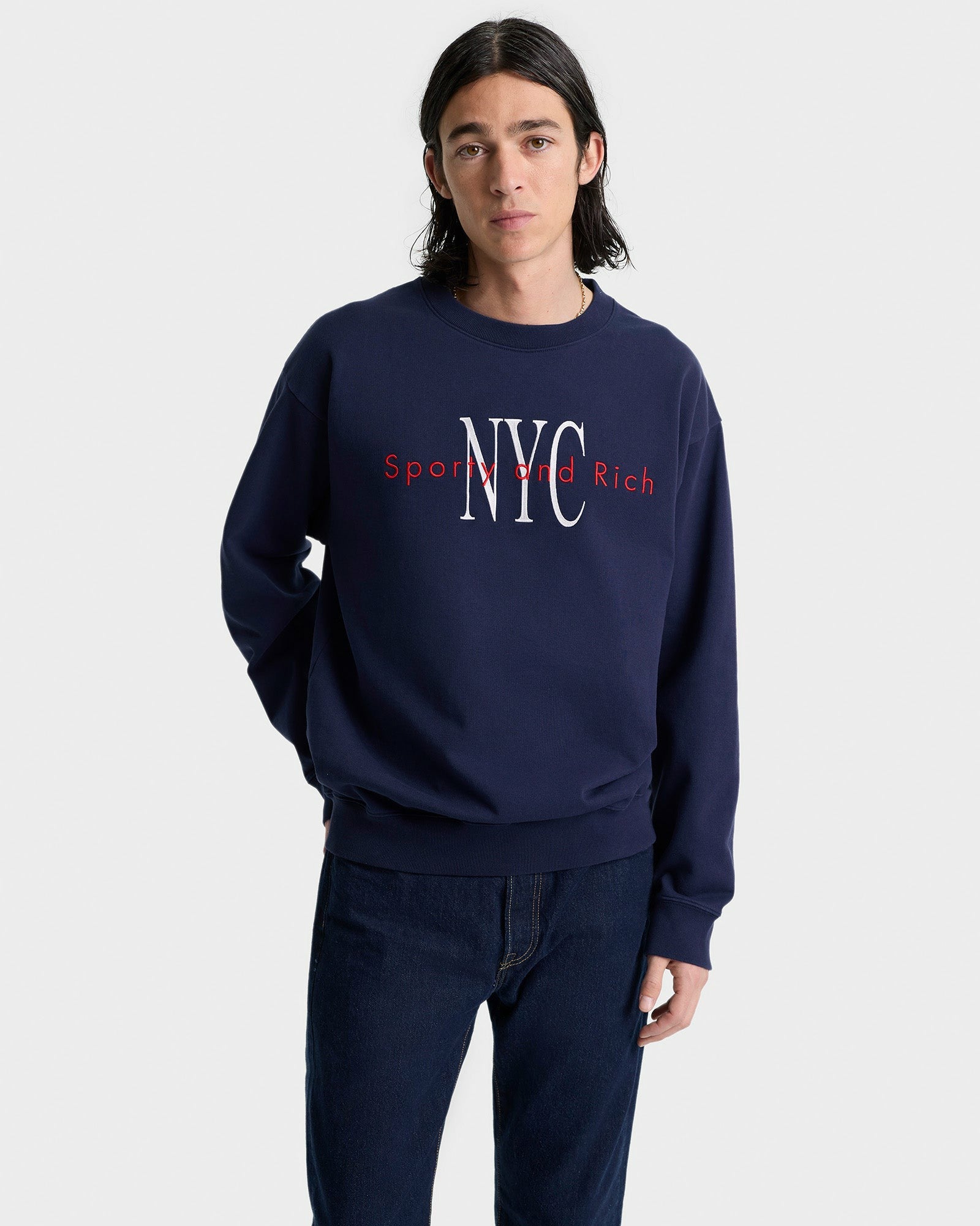 NY Minute Crewneck - Navy/White Sporty & Rich Online