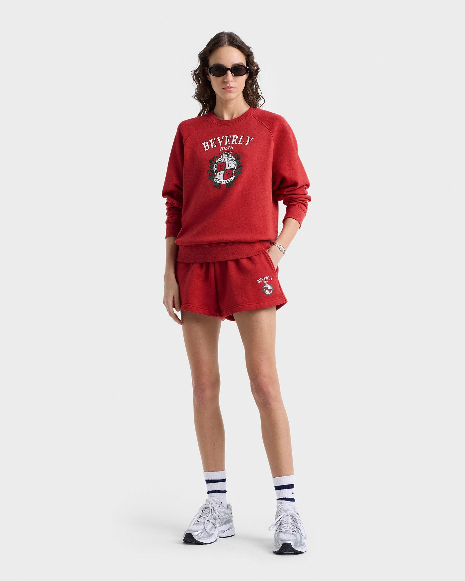 Beverly Hills Crest Soft Crewneck - Ruby Sporty & Rich Discount