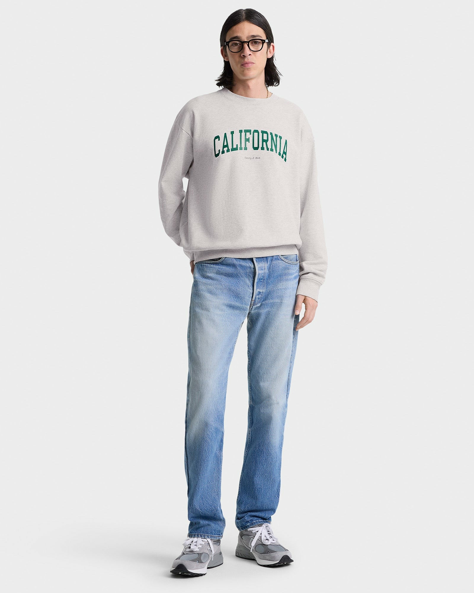 California Crewneck - Heather Gray/Alpine Sporty & Rich Outlet