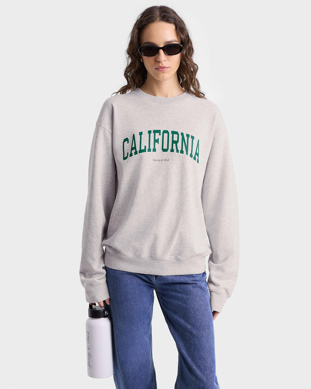 California Crewneck - Heather Gray/Alpine Sporty & Rich Outlet
