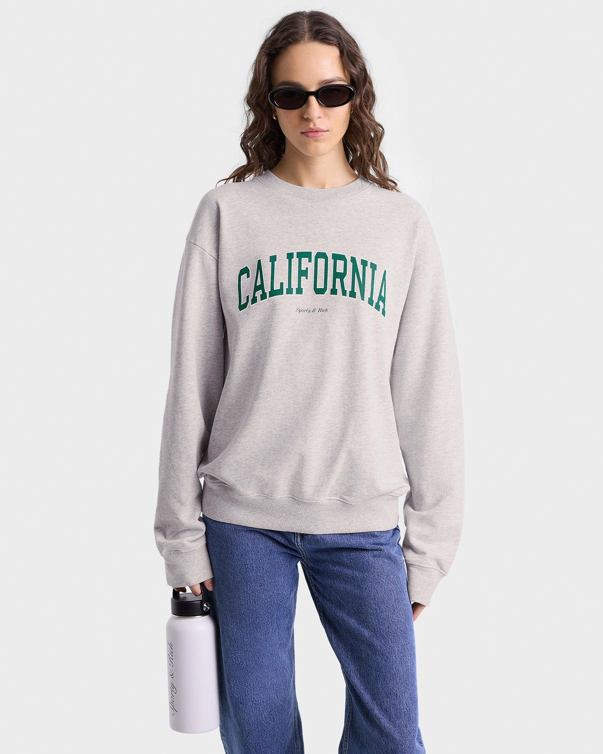 California Crewneck - Heather Gray/Alpine Sporty & Rich Outlet