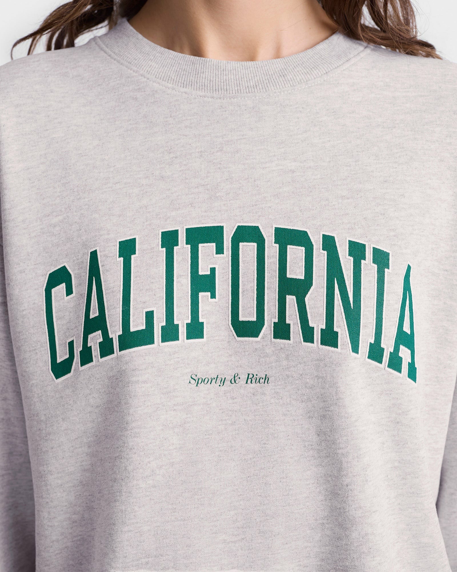 California Crewneck - Heather Gray/Alpine Sporty & Rich Outlet