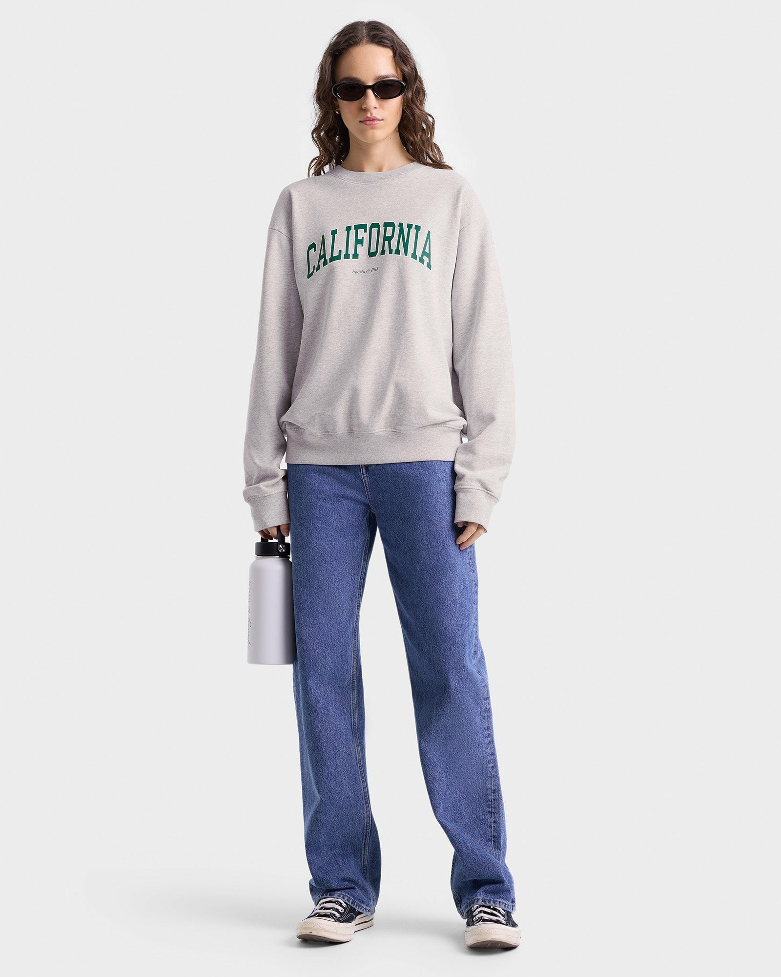 California Crewneck - Heather Gray/Alpine Sporty & Rich Outlet