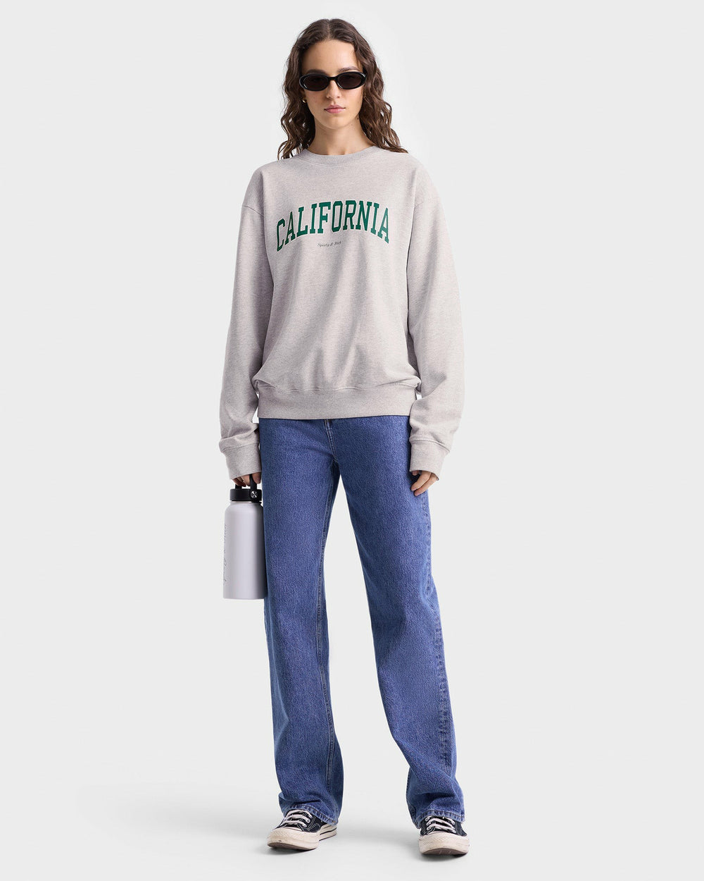 California Crewneck - Heather Gray/Alpine Sporty & Rich Outlet