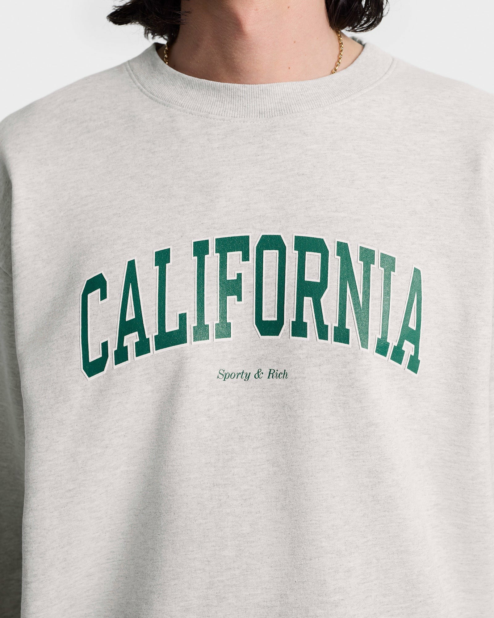 California Crewneck - Heather Gray/Alpine Sporty & Rich Outlet