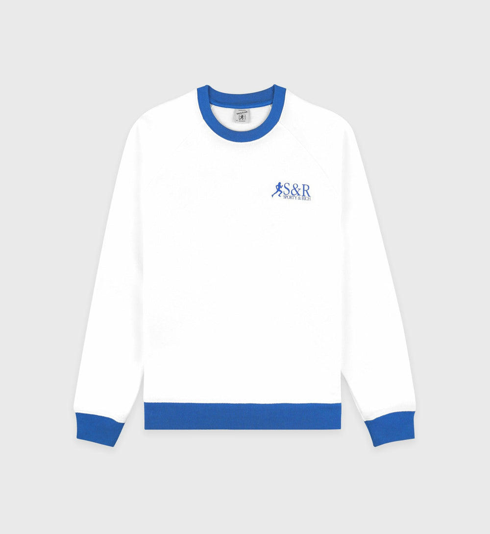 SR Runner Soft Crewneck - White/Team Blue Sporty & Rich Sale