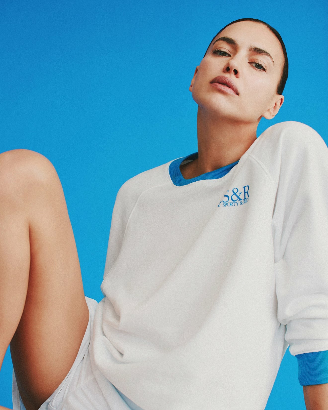 SR Runner Soft Crewneck - White/Team Blue Sporty & Rich Sale