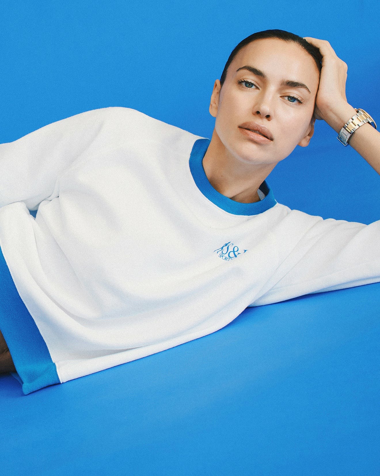 SR Runner Soft Crewneck - White/Team Blue Sporty & Rich Sale