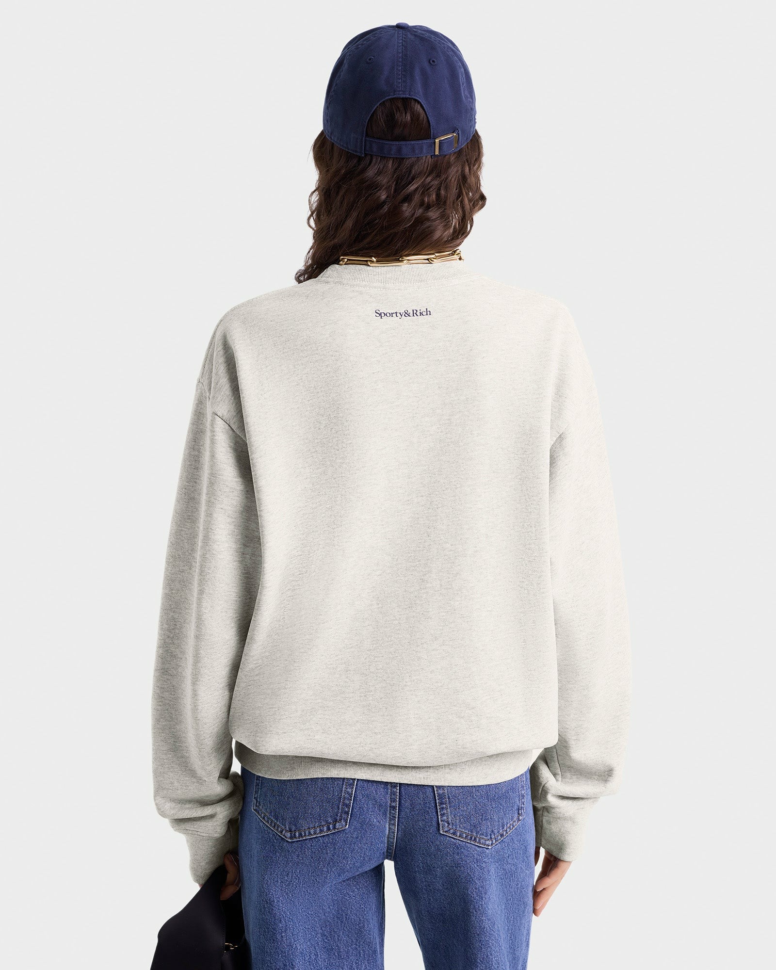 UCLA Crest Crewneck - Heather Gray/Navy Sporty & Rich For Sale