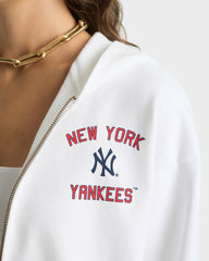 Homerun Cropped Zip Hoodie - White Sporty & Rich Outlet