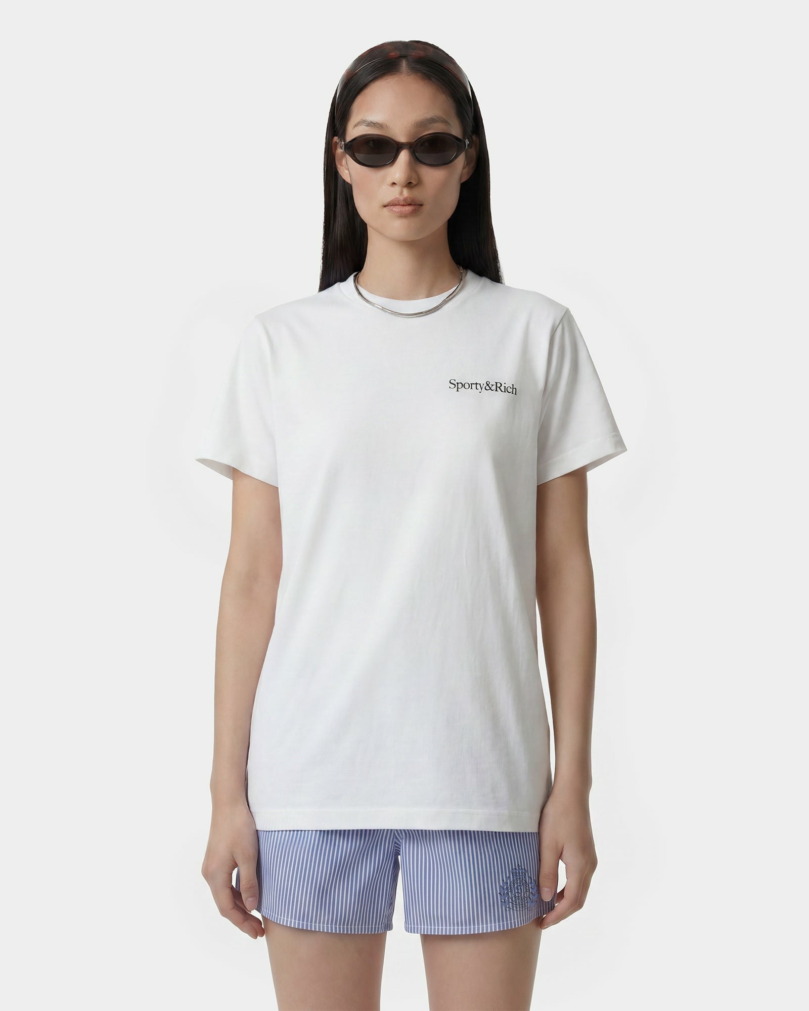 Drink More Water T-Shirt - White/Light Navy Sporty & Rich US