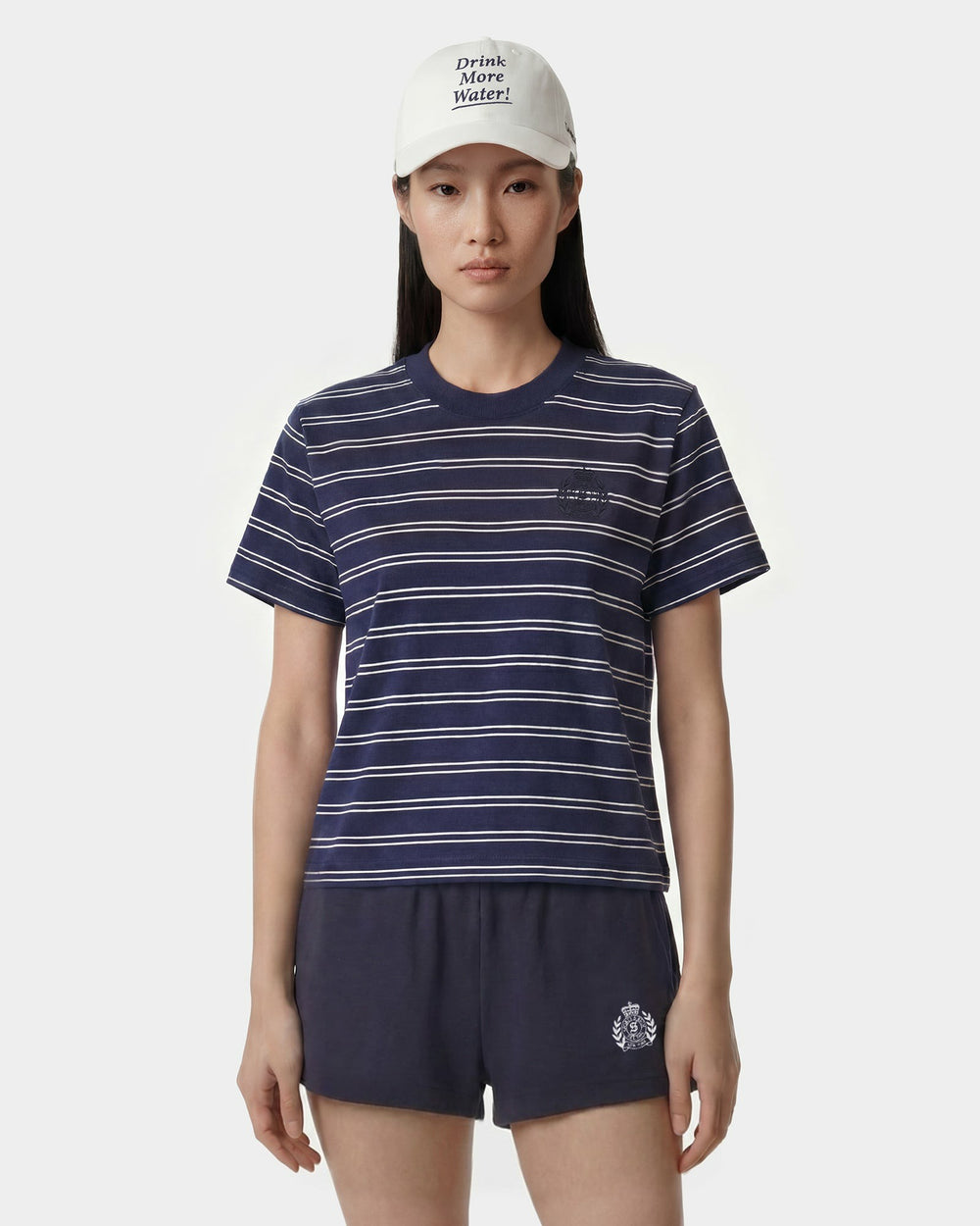 NY Crest T-Shirt - Light Navy Striped/Light Navy Sporty & Rich For Sale