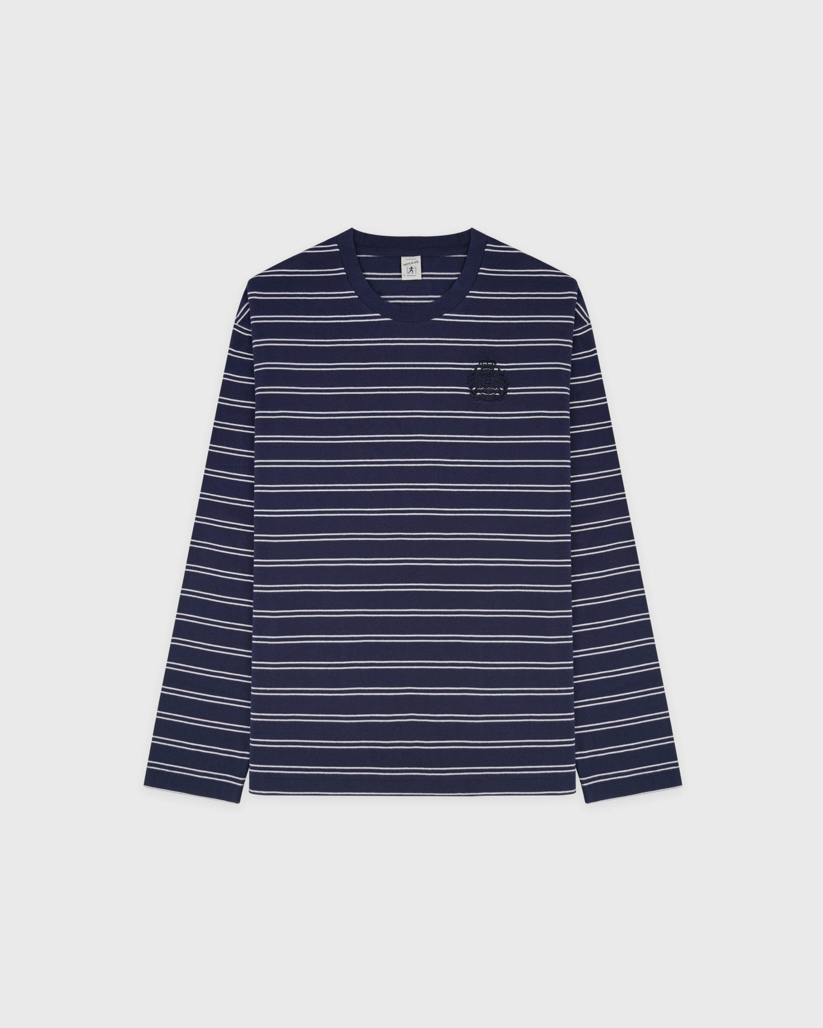 NY Crest Easy Longsleeve - Light Navy Striped/Light Navy Sporty & Rich Outlet