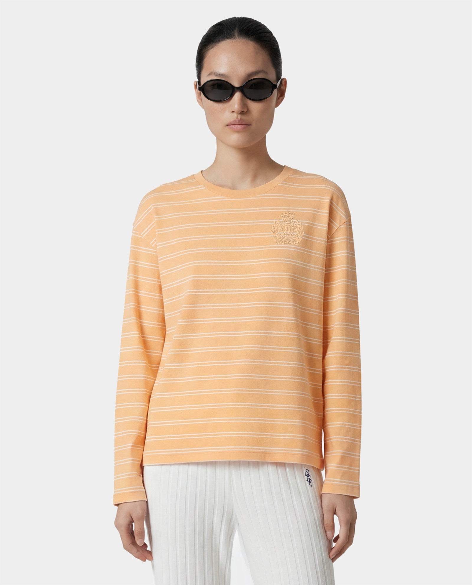 NY Crest Easy Longsleeve - Limone Striped/Limone Sporty & Rich Sale
