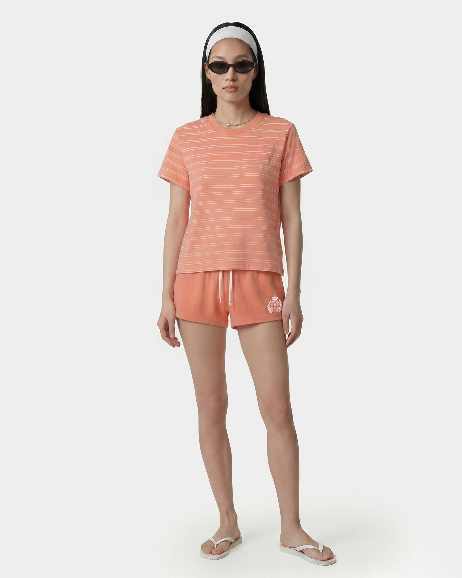 NY Crest T-Shirt - Flamingo Striped/Flamingo Sporty & Rich Online