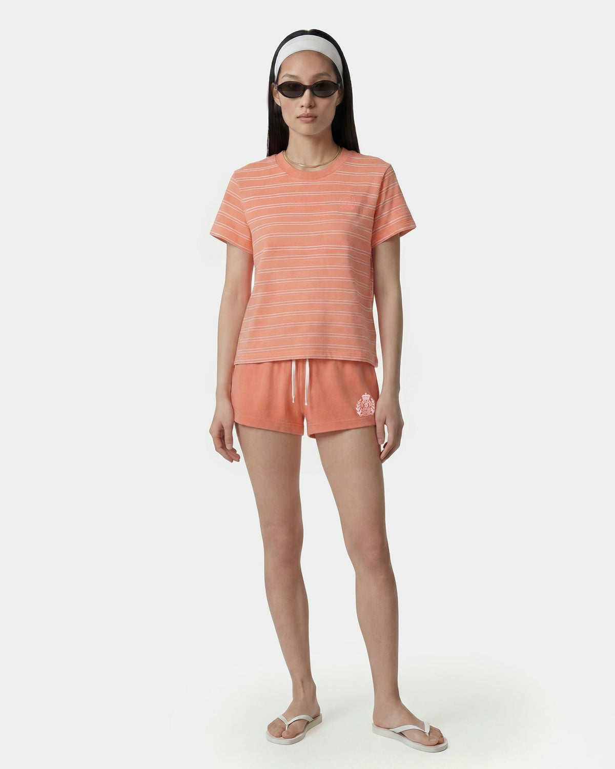 NY Crest T-Shirt - Flamingo Striped/Flamingo Sporty & Rich Online