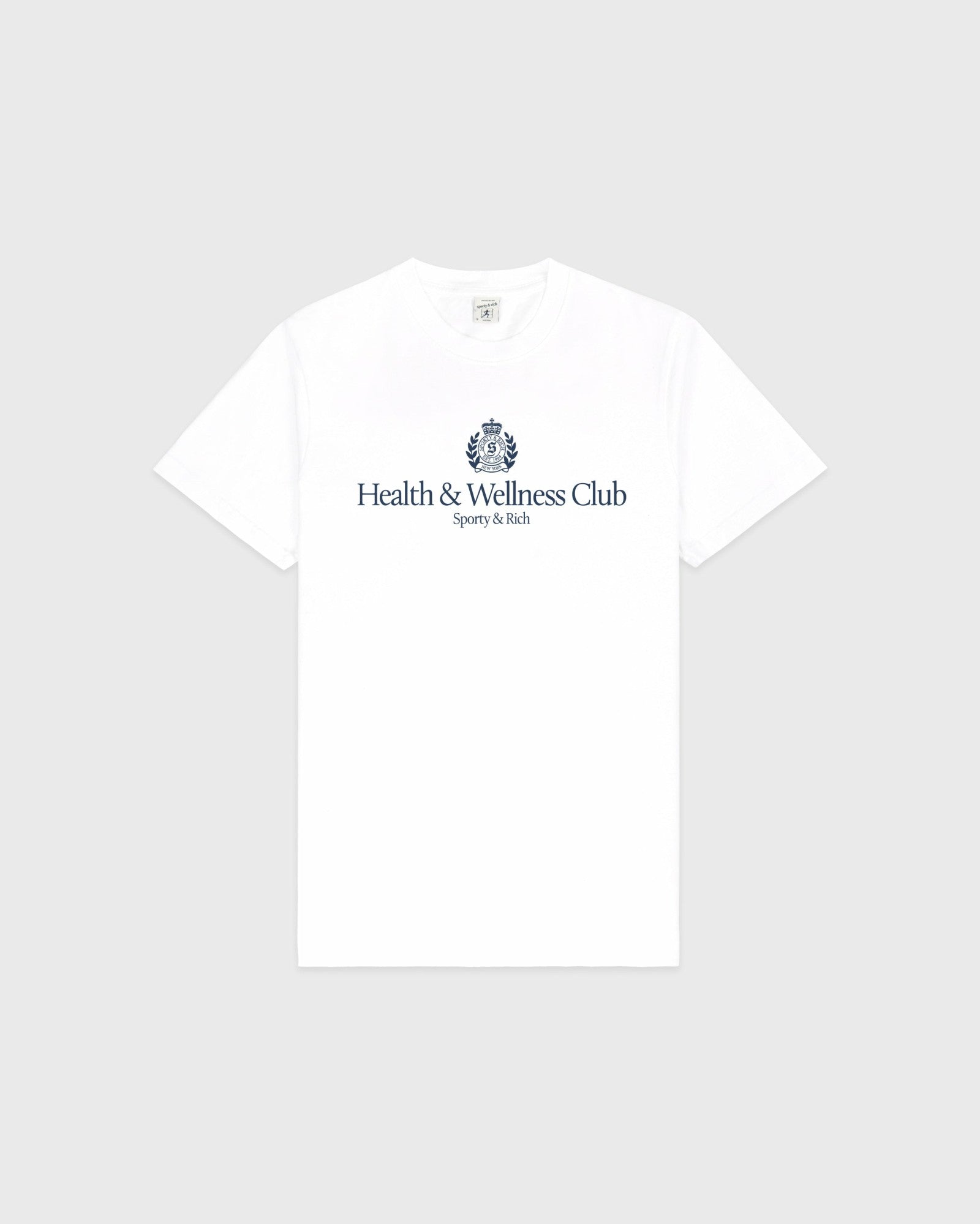 H&W Crest T-Shirt - White/Light Navy Sporty & Rich Outlet
