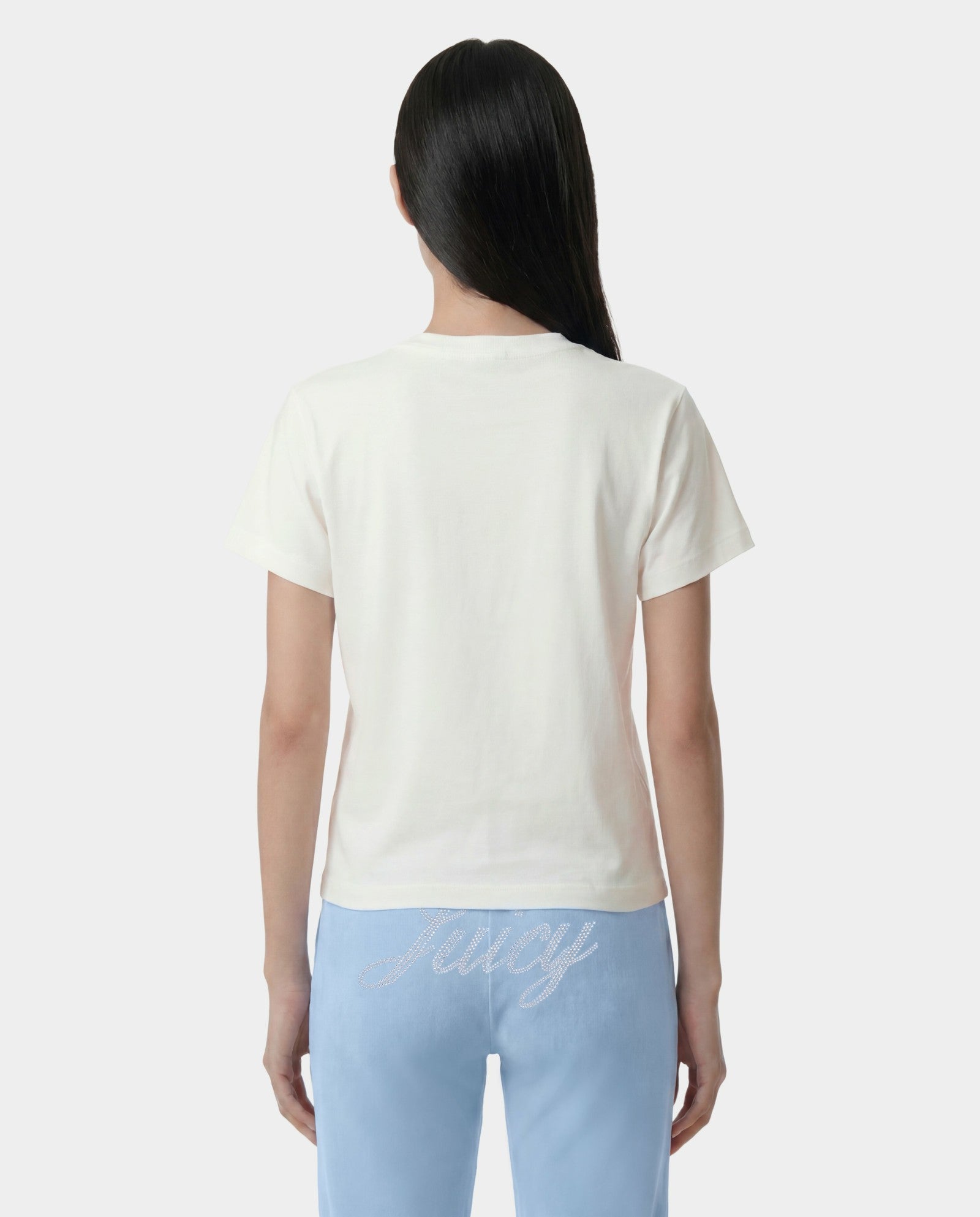 Juicy Emblem Essentials Tee - White/Sky Blue Sporty & Rich US