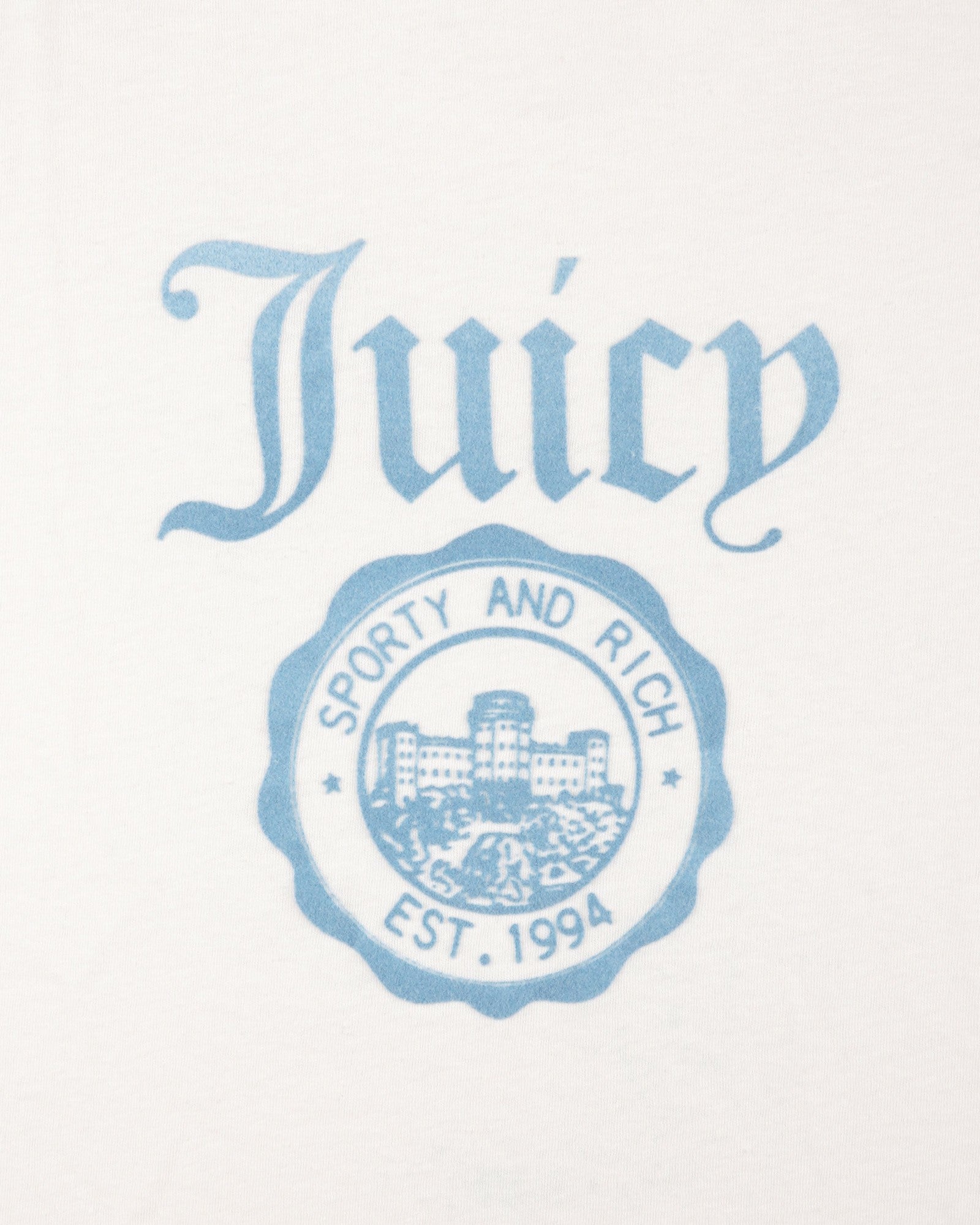 Juicy Emblem Essentials Tee - White/Sky Blue Sporty & Rich US