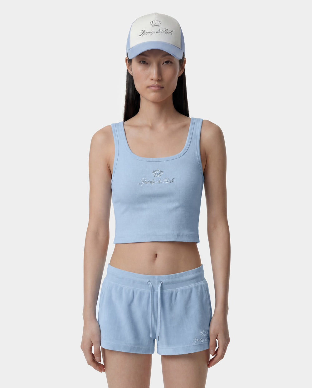 Juicy Crown Ribbed Tank - Sky Blue Sporty & Rich Sale