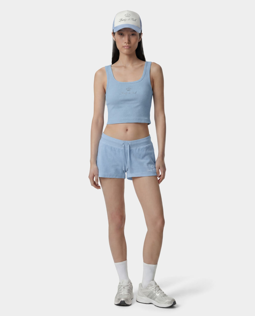 Juicy Crown Ribbed Tank - Sky Blue Sporty & Rich Sale