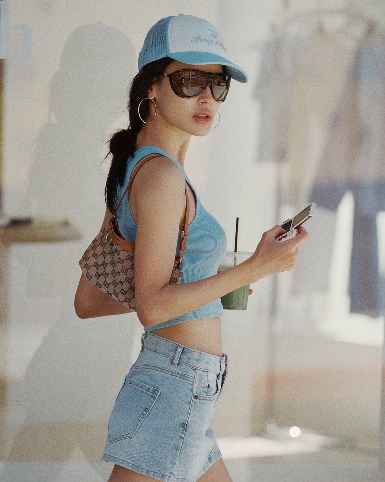 Juicy Crown Ribbed Tank - Sky Blue Sporty & Rich Sale