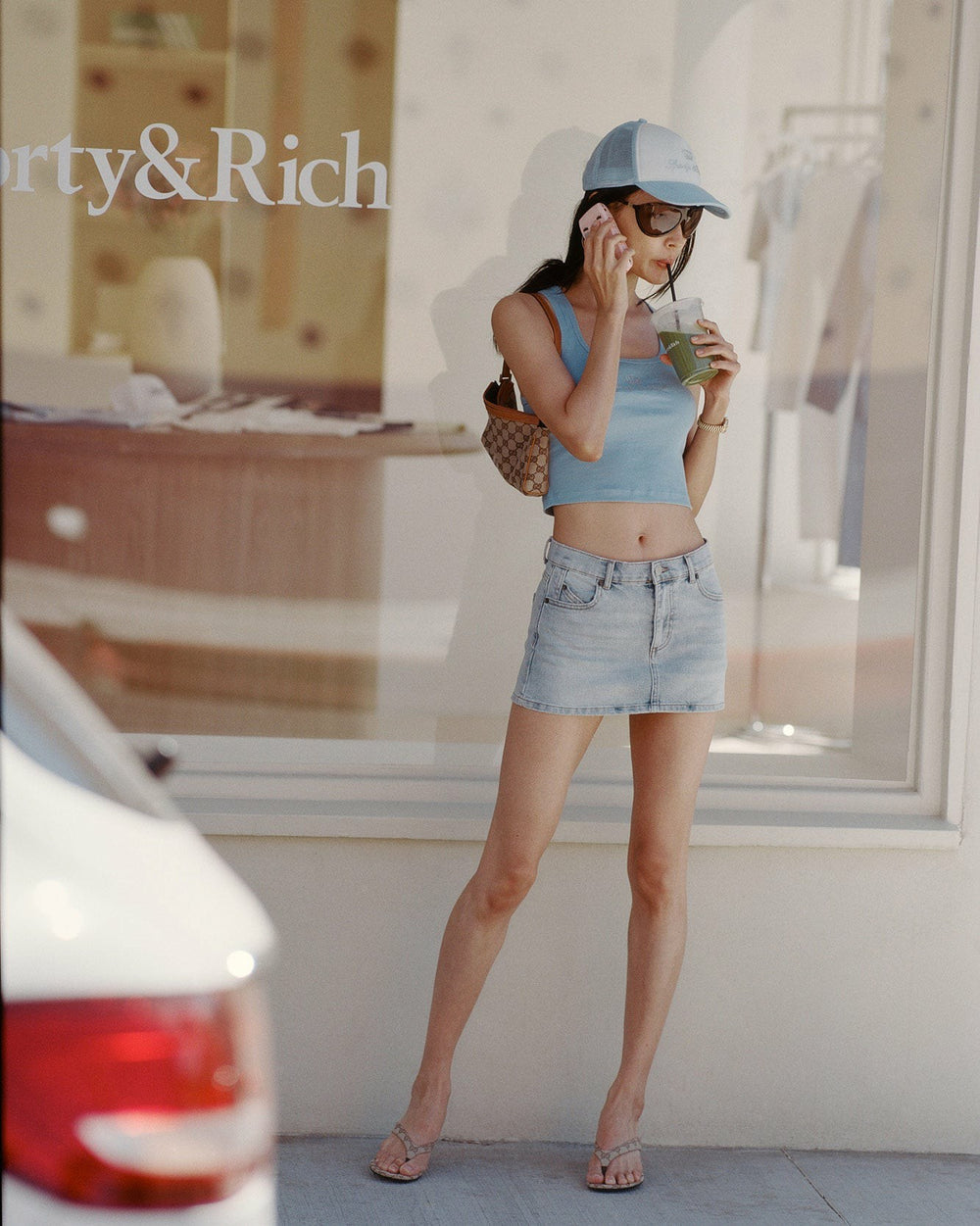 Juicy Crown Ribbed Tank - Sky Blue Sporty & Rich Sale