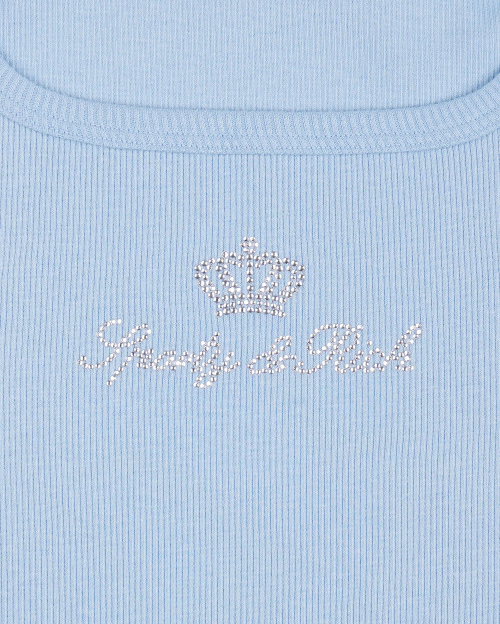 Juicy Crown Ribbed Tank - Sky Blue Sporty & Rich Sale