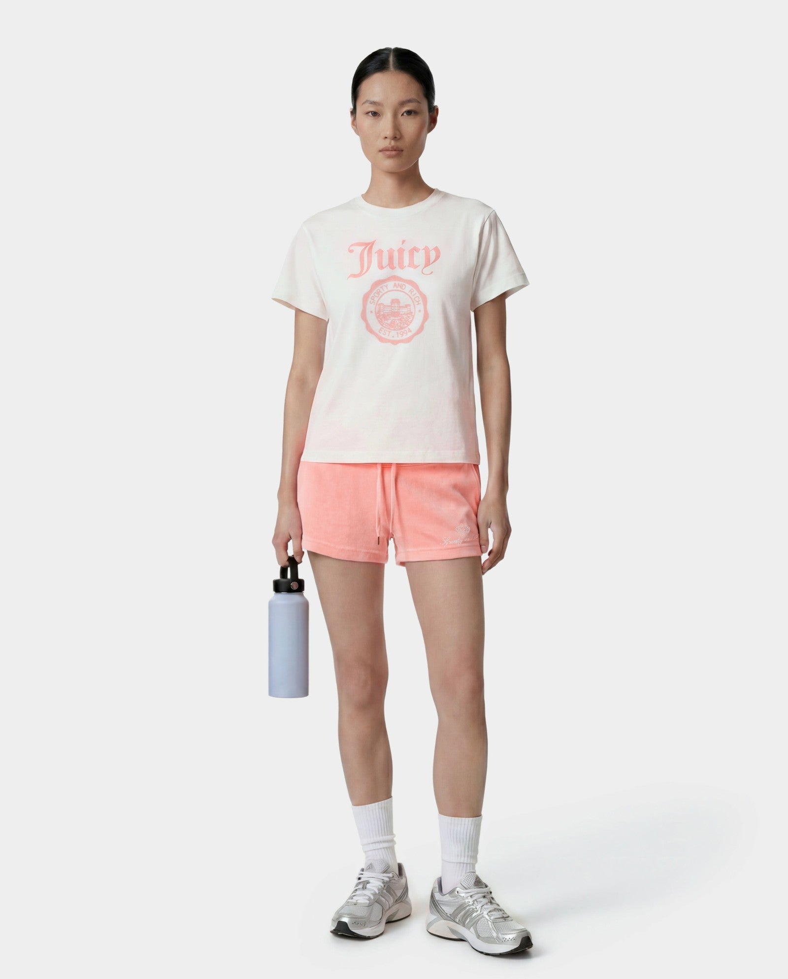 Juicy Emblem Essentials Tee - White/Rose Sporty & Rich Online