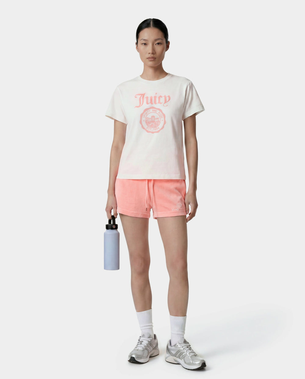 Juicy Emblem Essentials Tee - White/Rose Sporty & Rich Online