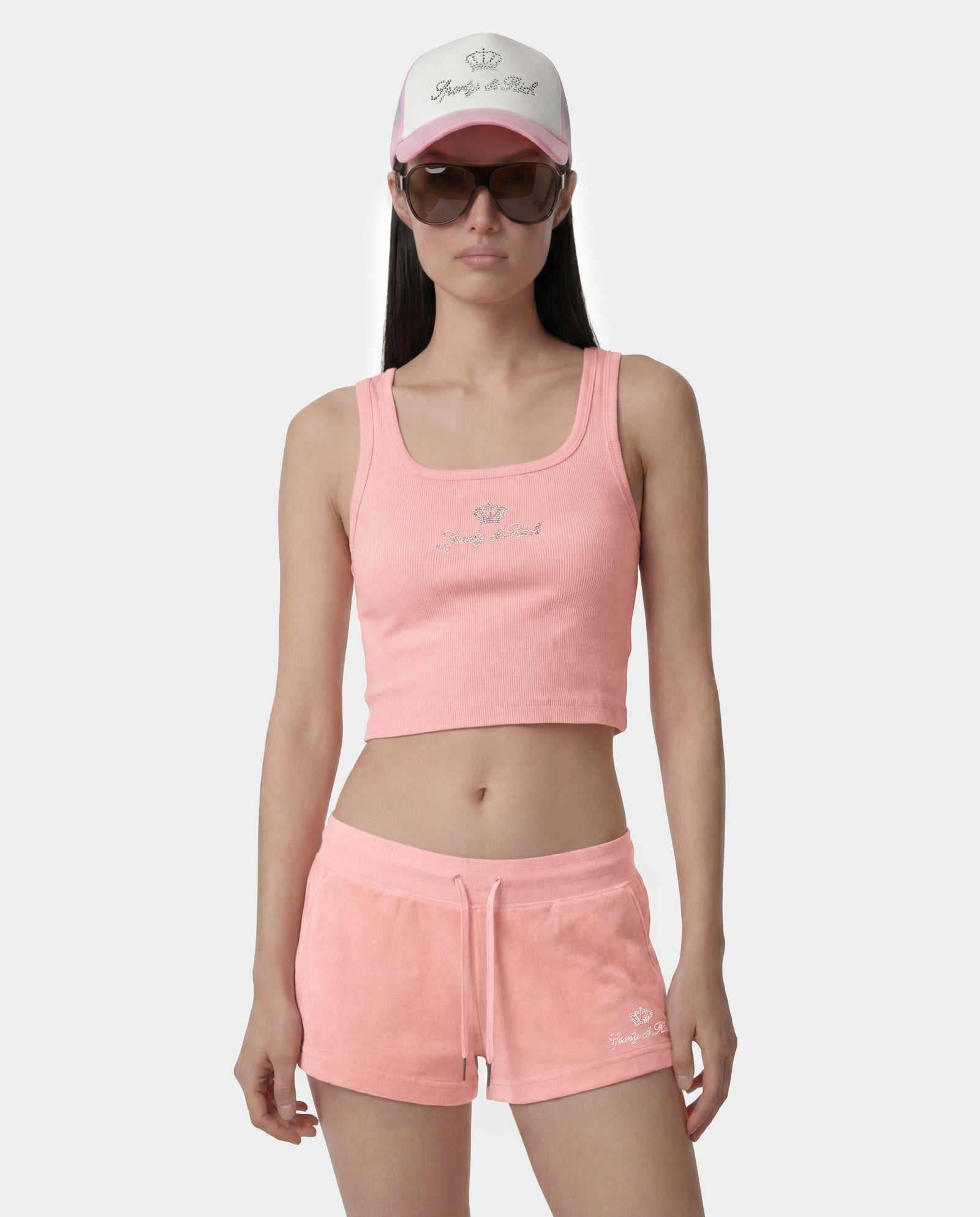Juicy Crown Ribbed Tank - Rose Sporty & Rich Discount