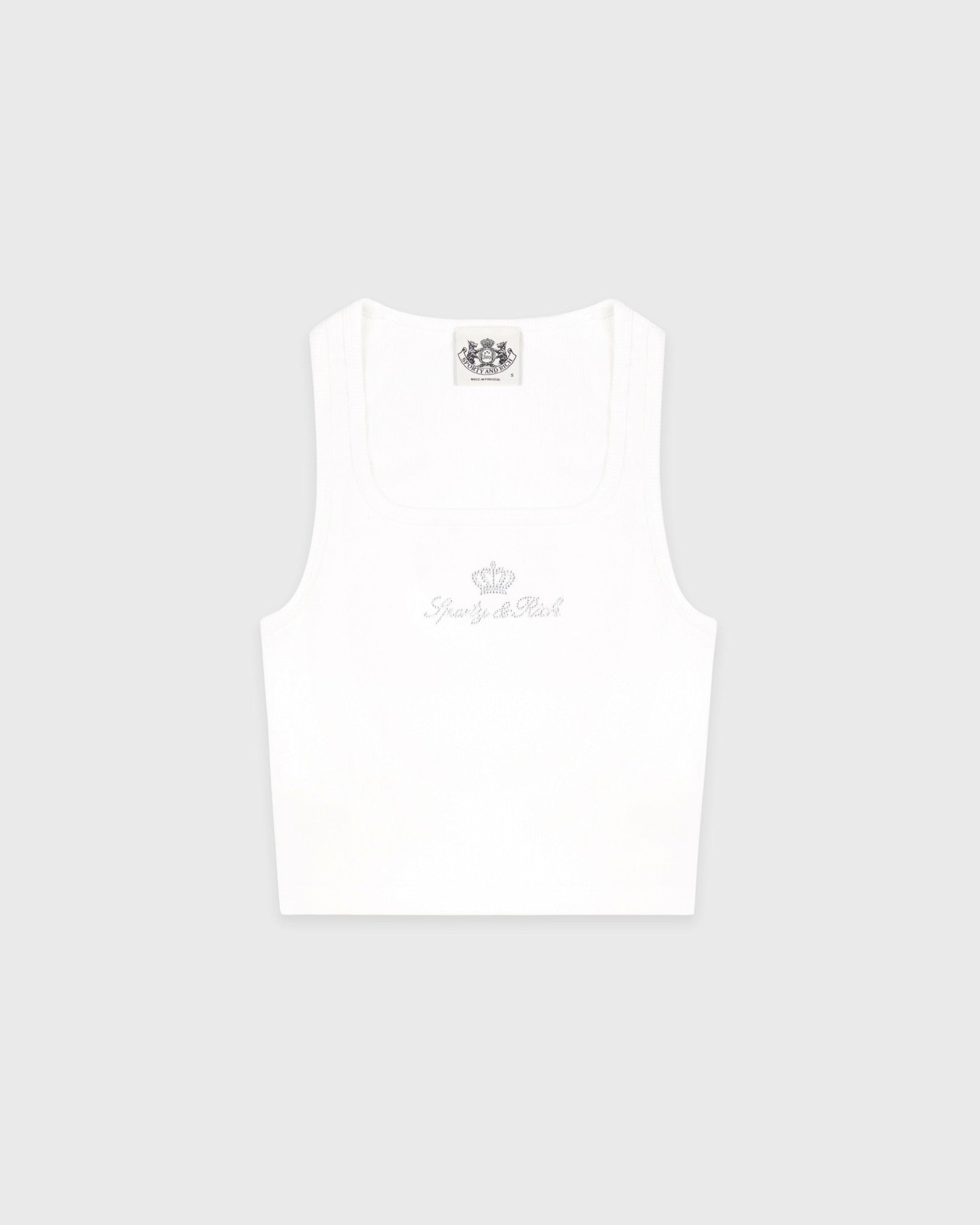 Juicy Crown Ribbed Tank - White Sporty & Rich For Sale