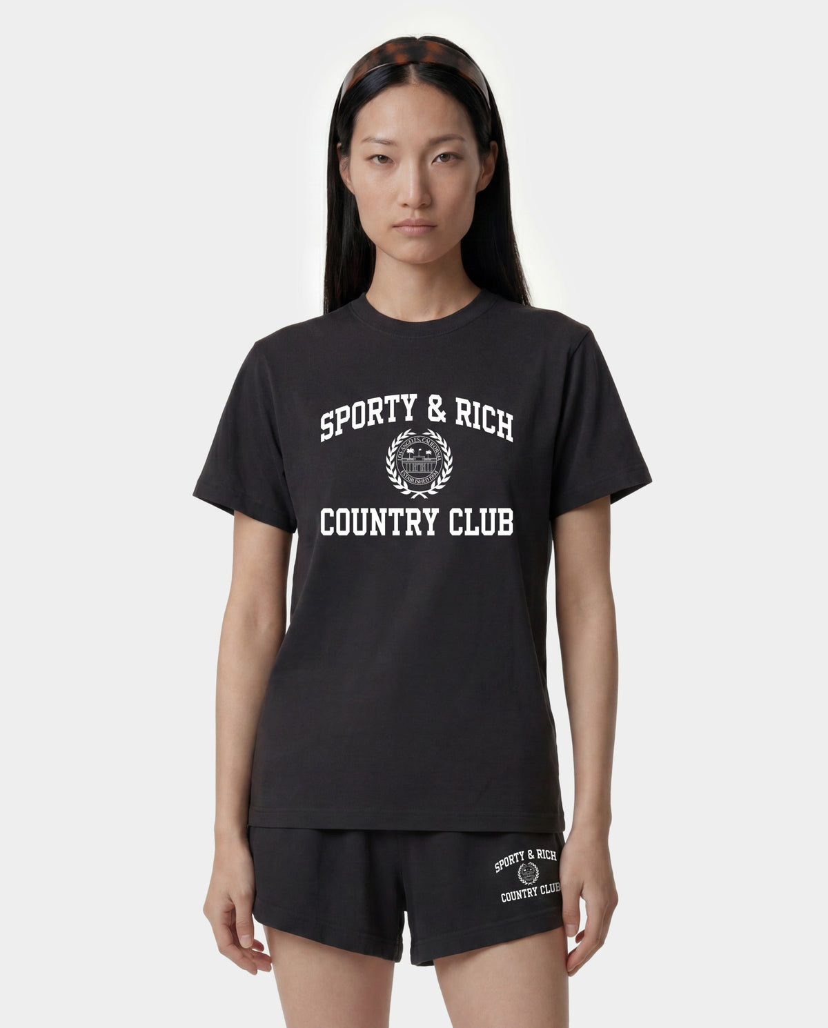 Varsity Crest T-Shirt - Carbon Sporty & Rich Discount