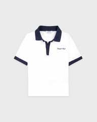 Signature Logo Terry Polo - White/Navy Sporty & Rich Outlet