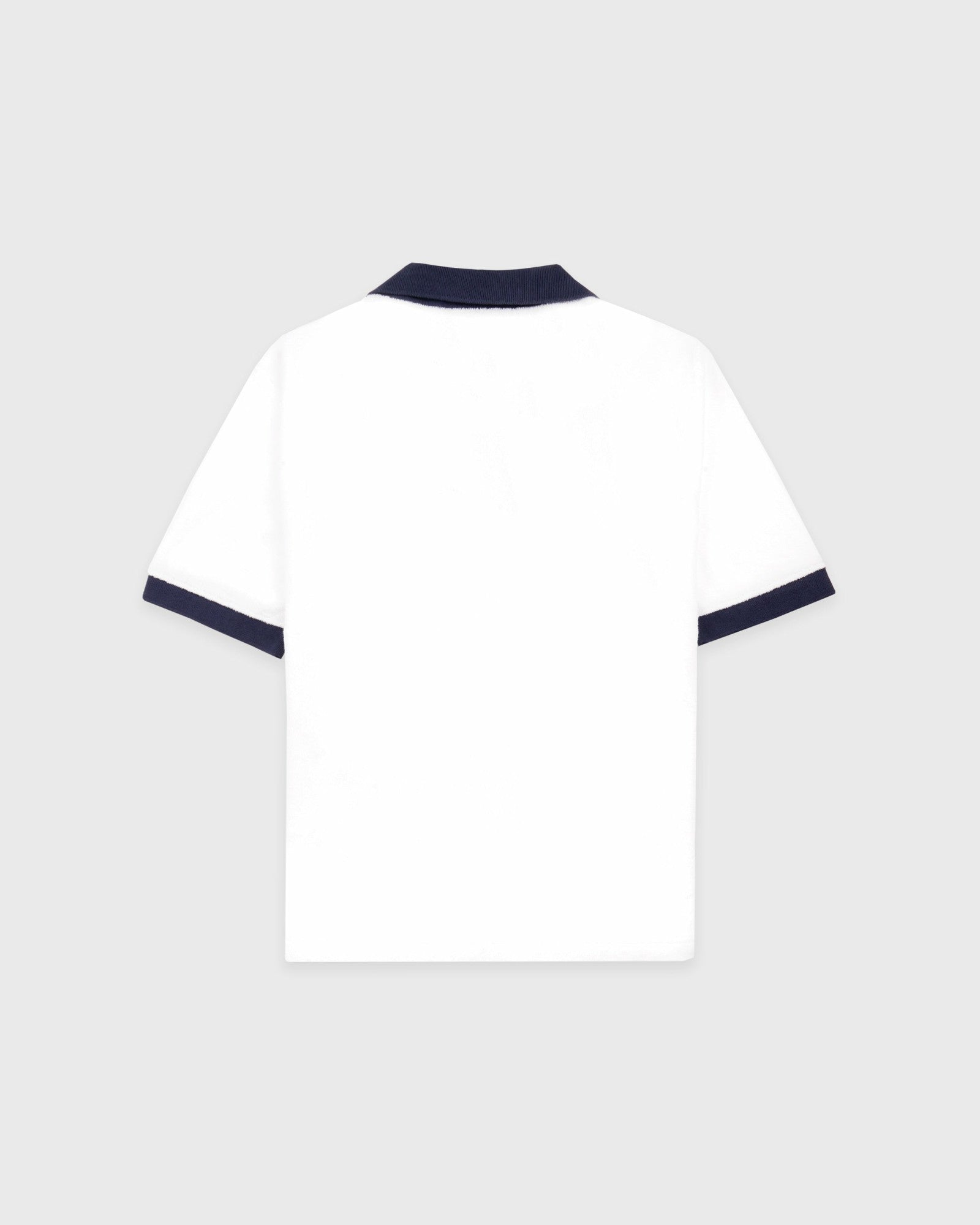Signature Logo Terry Polo - White/Navy Sporty & Rich Outlet