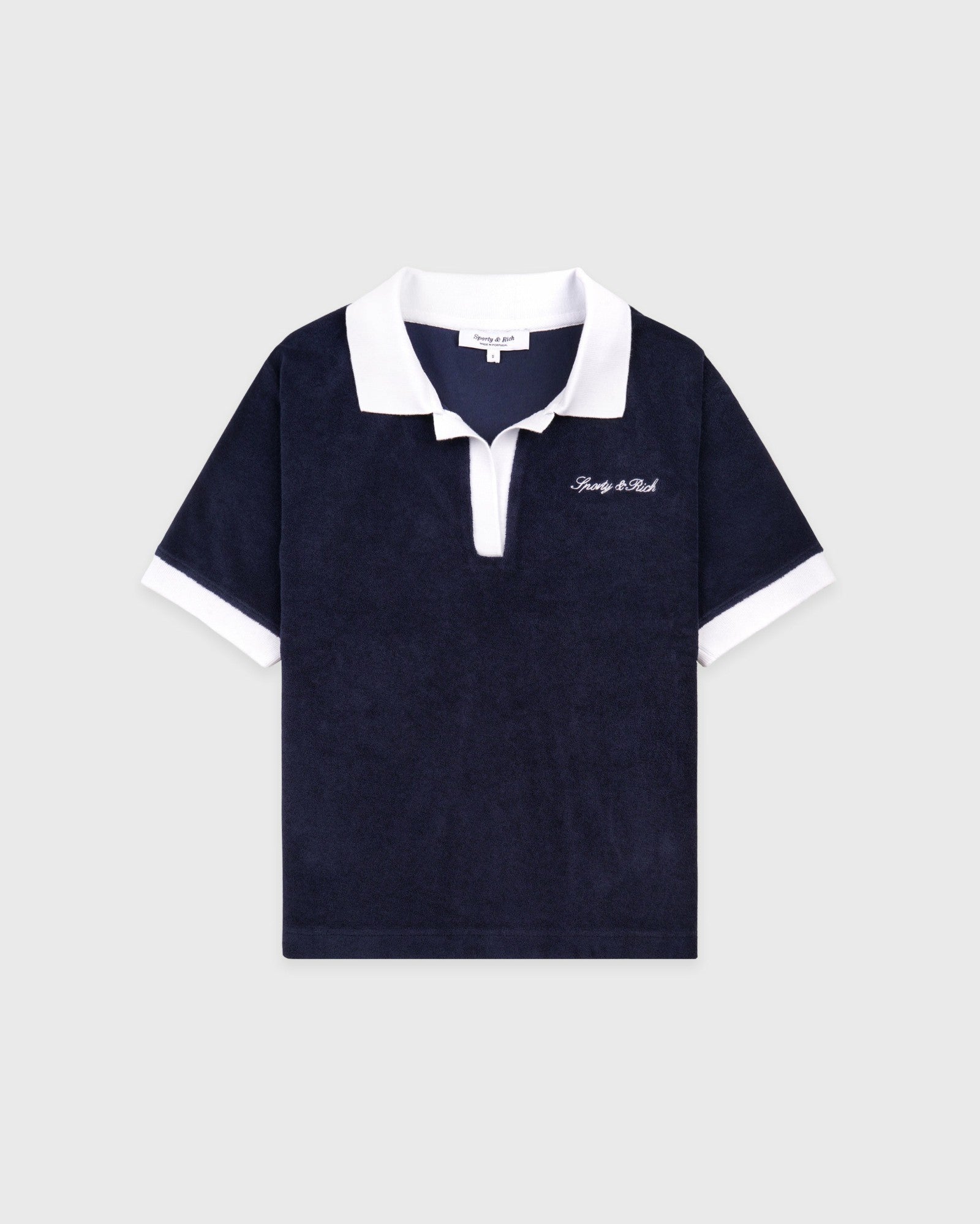 Signature Logo Terry Polo - Navy/White Sporty & Rich Sale
