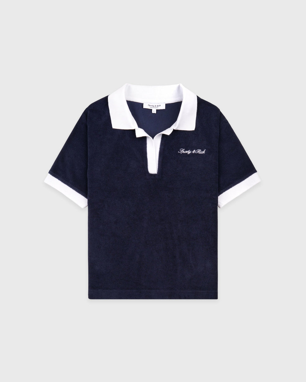 Signature Logo Terry Polo - Navy/White Sporty & Rich Sale