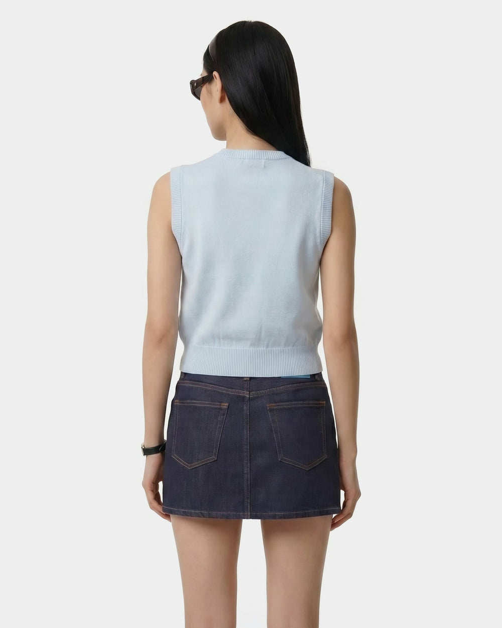 Signature Logo Knitted Vest - Ciel/Navy Sporty & Rich Online