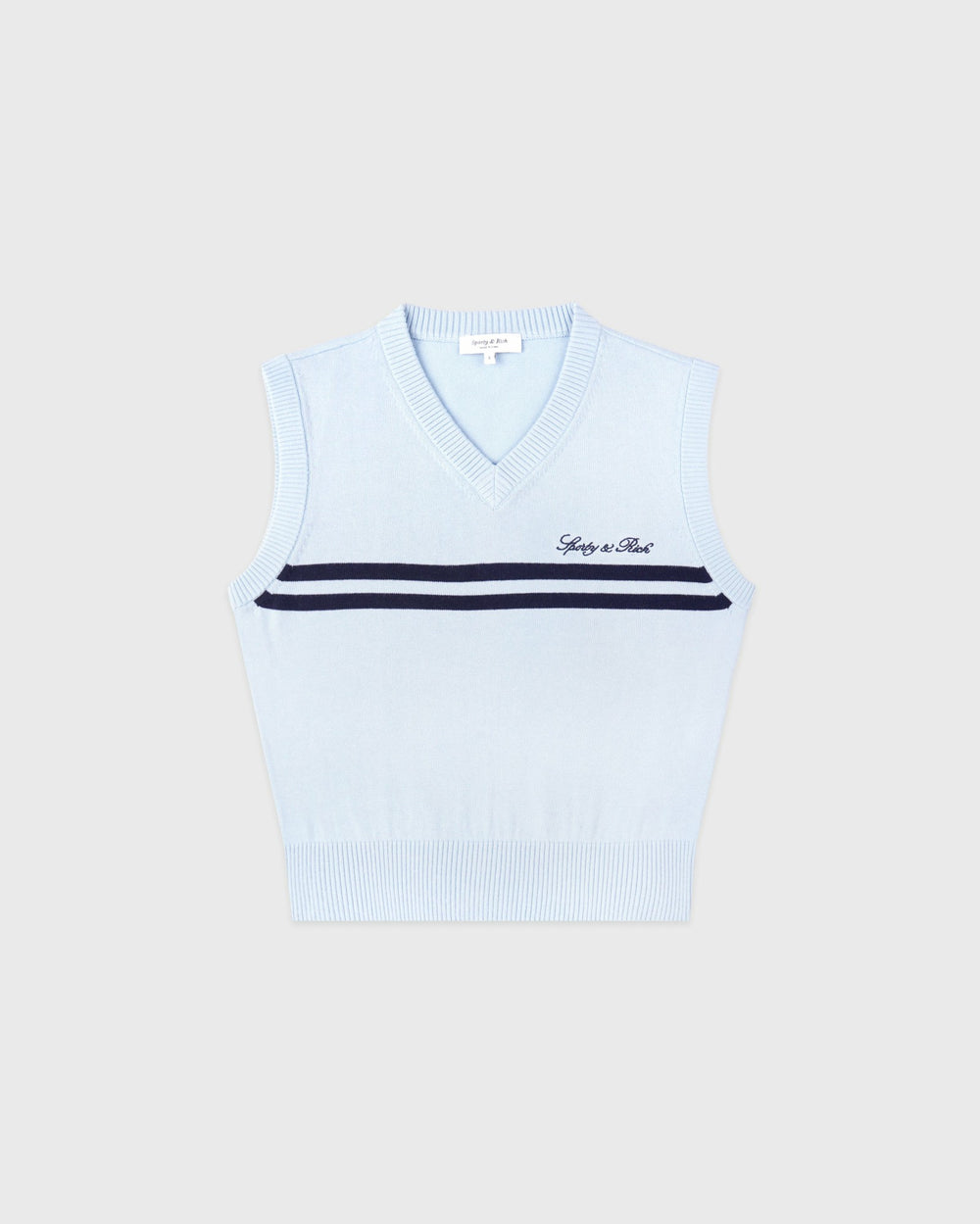 Signature Logo Knitted Vest - Ciel/Navy Sporty & Rich Online