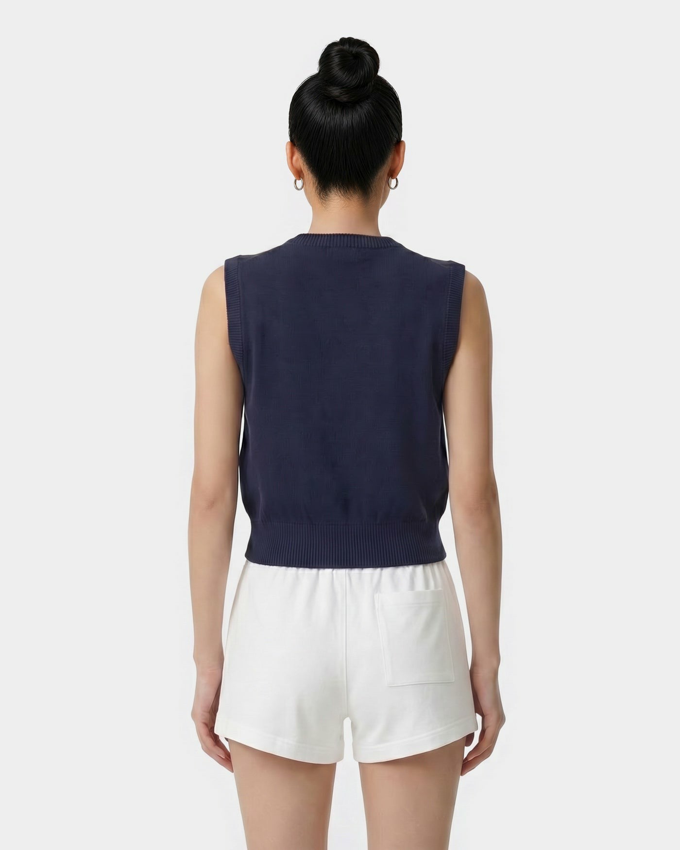 Signature Logo Knitted Vest - Navy/White Sporty & Rich Discount