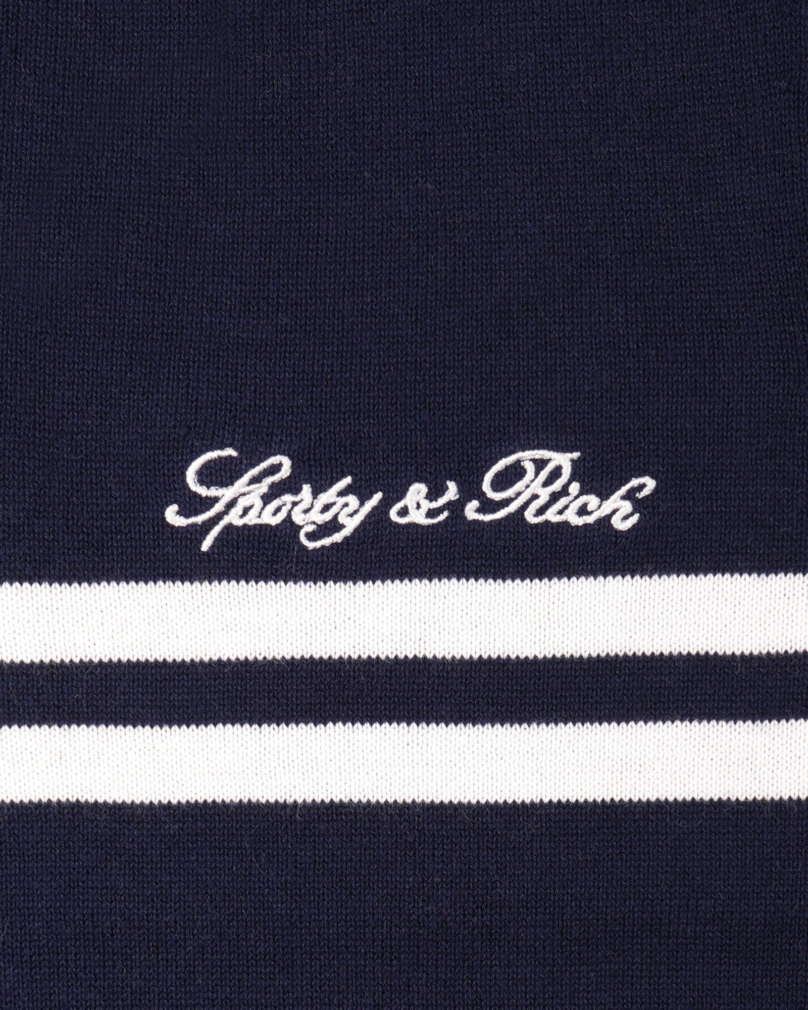 Signature Logo Knitted Vest - Navy/White Sporty & Rich Discount