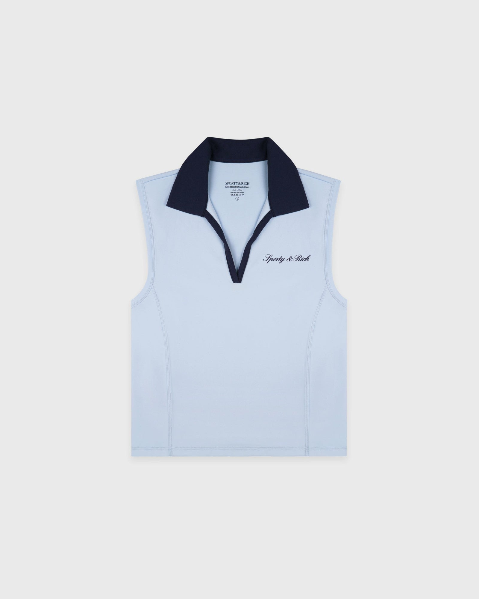 Signature Logo Sports Polo Vest - Ciel/Navy Sporty & Rich For Sale