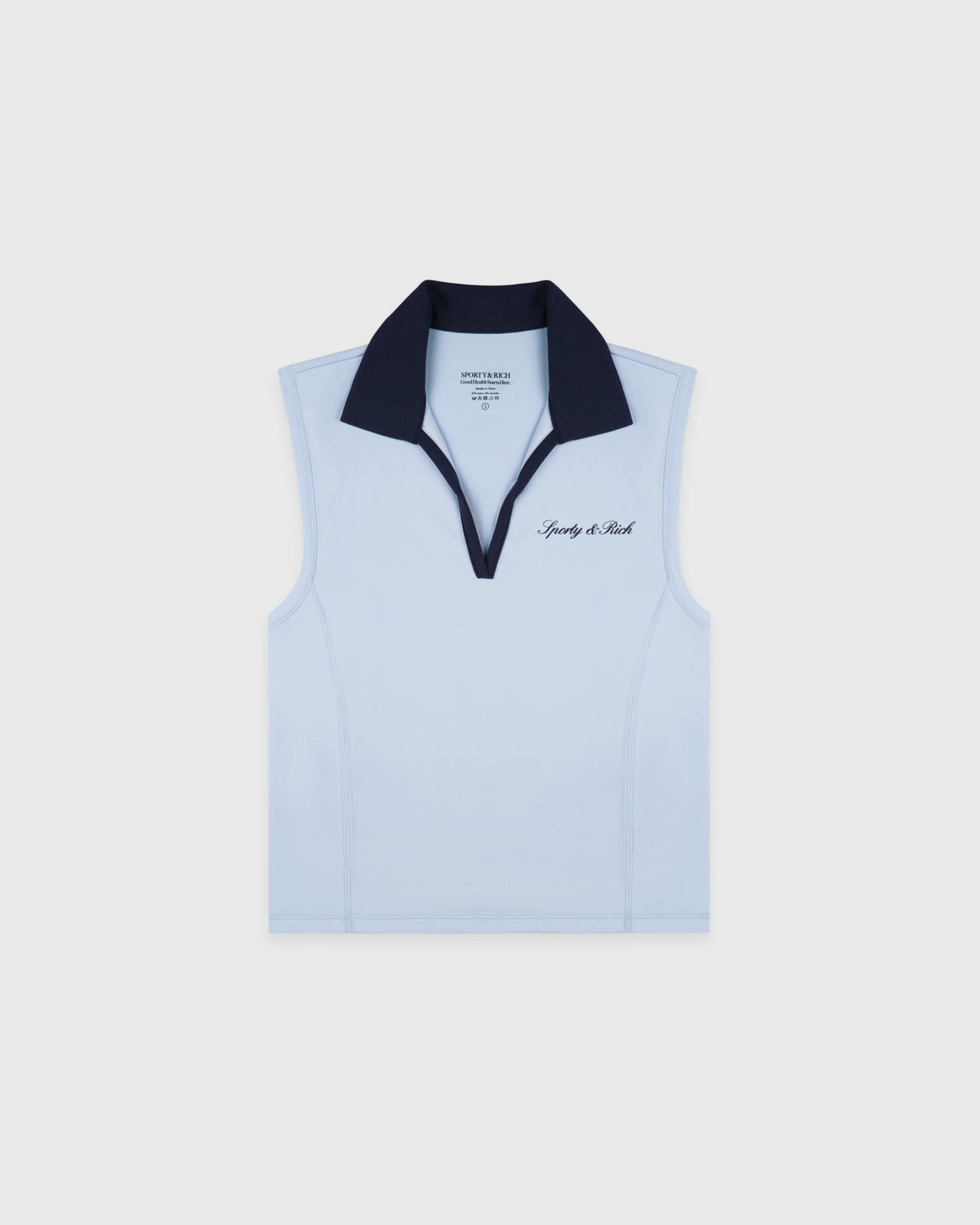 Signature Logo Sports Polo Vest - Ciel/Navy Sporty & Rich For Sale