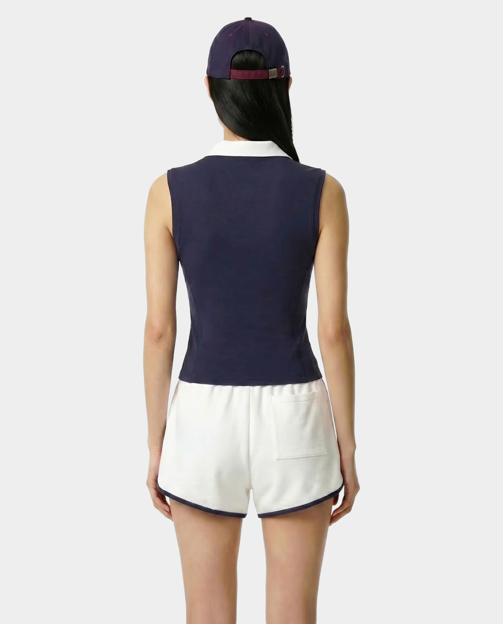 Signature Logo Sports Polo Vest - Navy/White Sporty & Rich Outlet