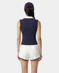 Signature Logo Sports Polo Vest - Navy/White Sporty & Rich Outlet