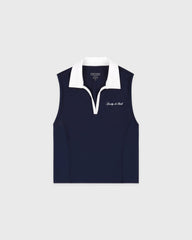 Signature Logo Sports Polo Vest - Navy/White Sporty & Rich Outlet